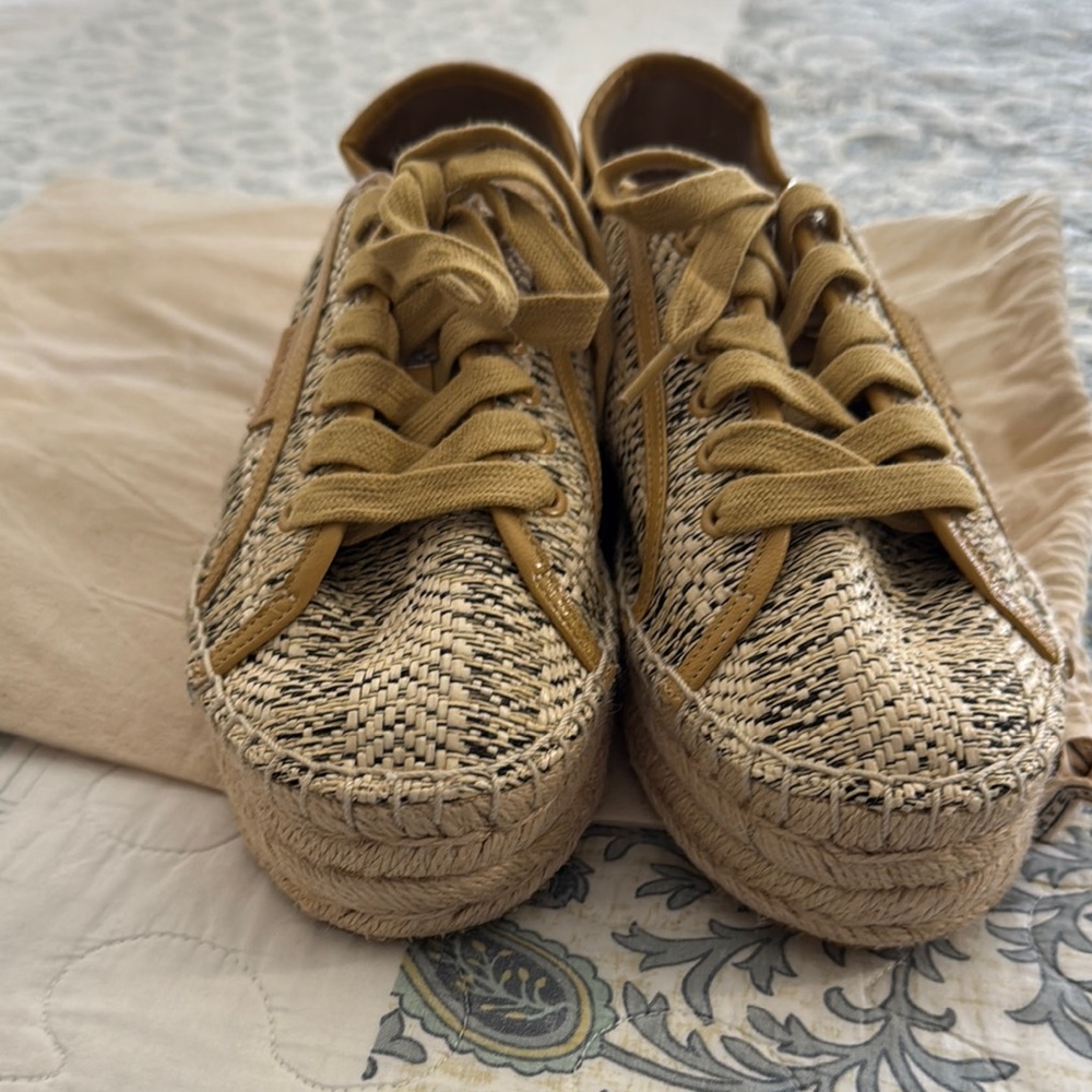 Tory Burch Woven Sneakers in Tan and Black